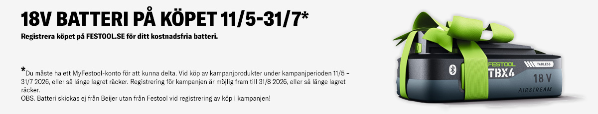 Festool: 18V batteri på köpet!
