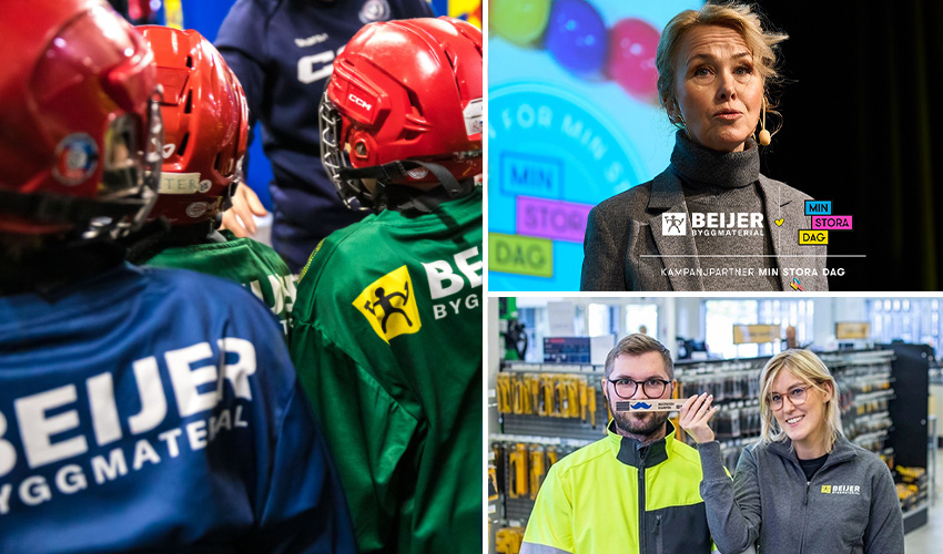 Partnerskap och sponsring som Beijer Byggmaterial ingår i. Till exempel Lagbygget (sponsorskap med Svenska ishockeyförbundet), Min stora dag och Mustaschkampen.