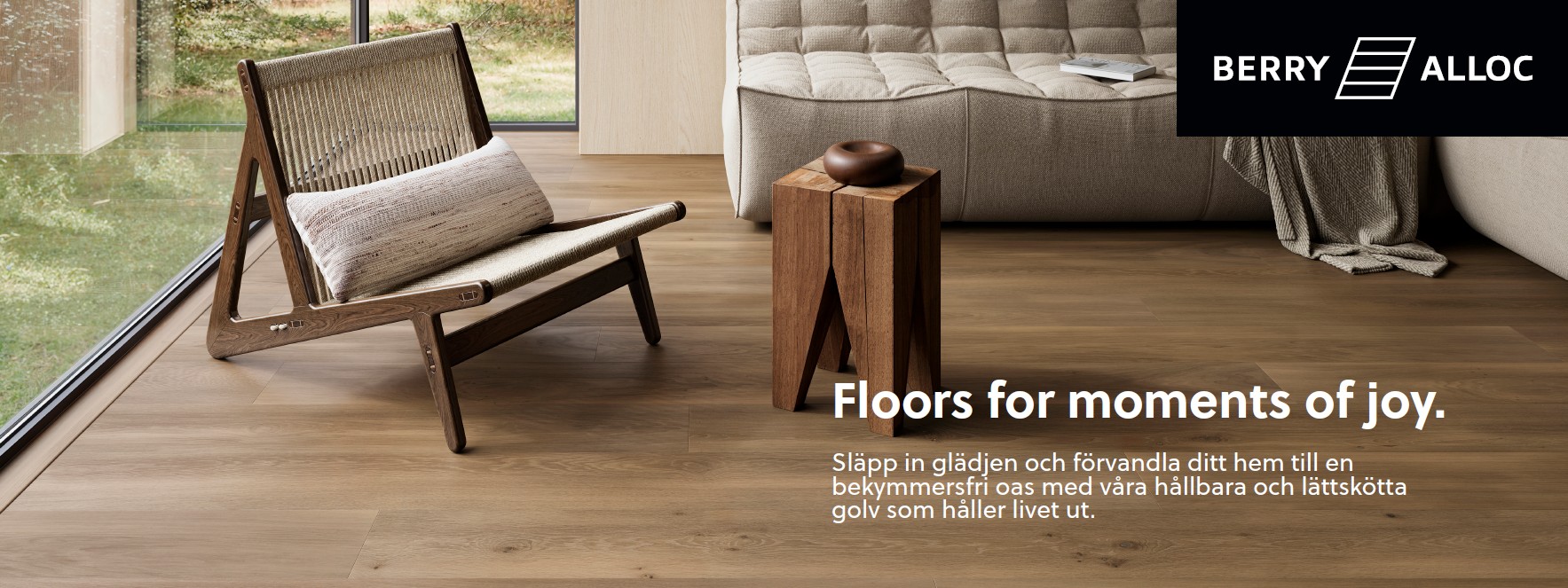 Golvleverantören BerryAlloc visar upp ett kök med nya vattentåliga golvet Parqwood Hydro.