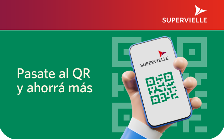 Pasate al QR y ahorrá más. Logo supervielle.